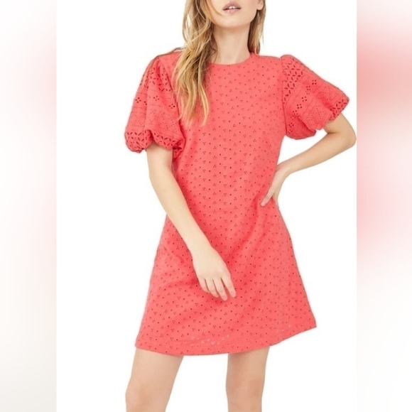NWT Free People Puff Sleeve Eyelet Dress Size Large - Picture 3 of 10